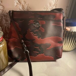 Coach burgundy camo crossbody  bag